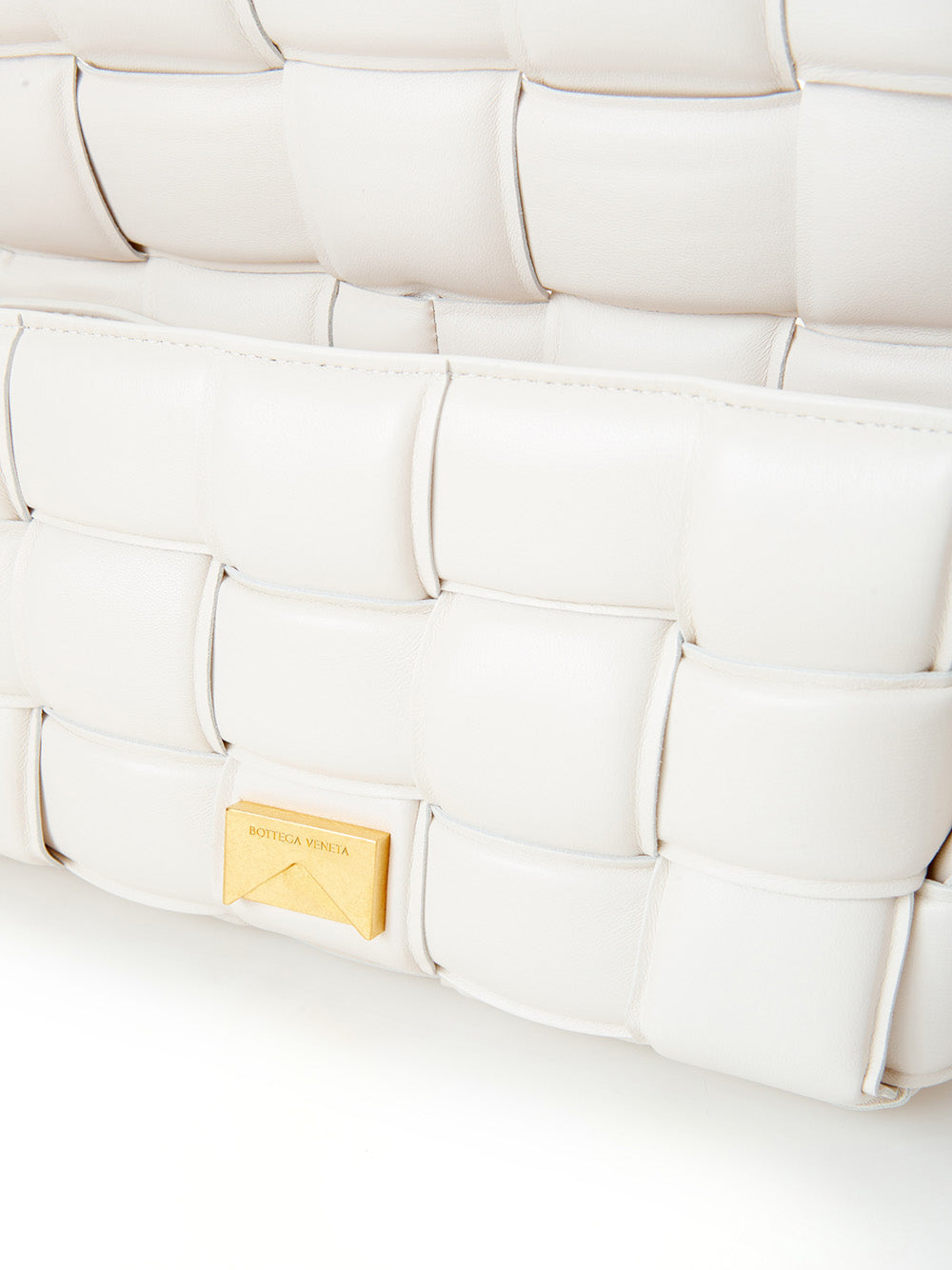 Bottega Veneta White Padded Cassette Leather Cross Body Bag