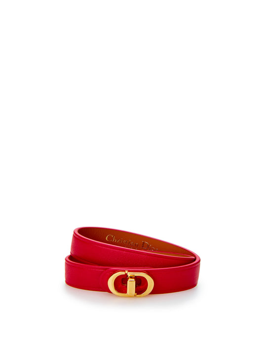Dior Red Leather Double Band CD Bracelet