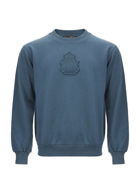 Dolce & Gabbana Cotton Round Neck Sweatshirt with Front Attached Logo