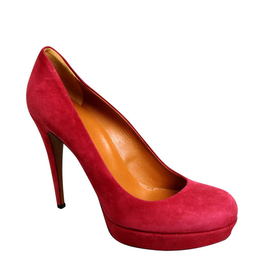 <tc>Gucci</tc> Women's Raspberry Suede Platform Pump Shoes