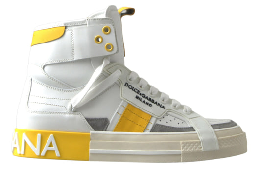 Dolce & Gabbana Multicolor Colorblock Leather High Top Sneakers Shoes