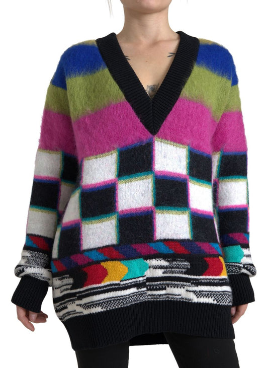 Dolce & Gabbana Multicolor Stripes V-neck Pullover Sweater