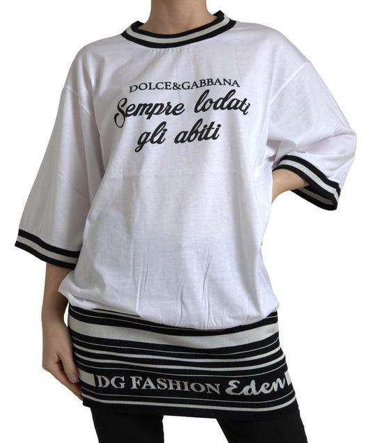 Dolce & Gabbana White Cotton DG Fashion Crew Neck Tee T-shirt