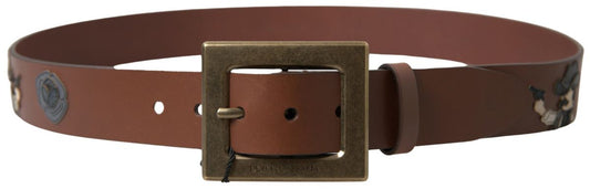 Dolce & Gabbana Brown Leather #DGFAMLY Square Buckle Belt