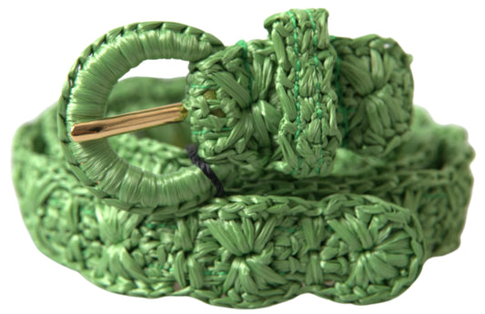 Dolce & Gabbana Green Viscose Weaved Skinny Waist Belt