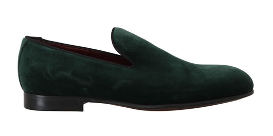 Dolce & Gabbana Green Suede Leather Slippers Loafers