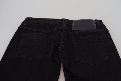 Acht Black Low Waist Slim Fit Cotton Denim Jeans