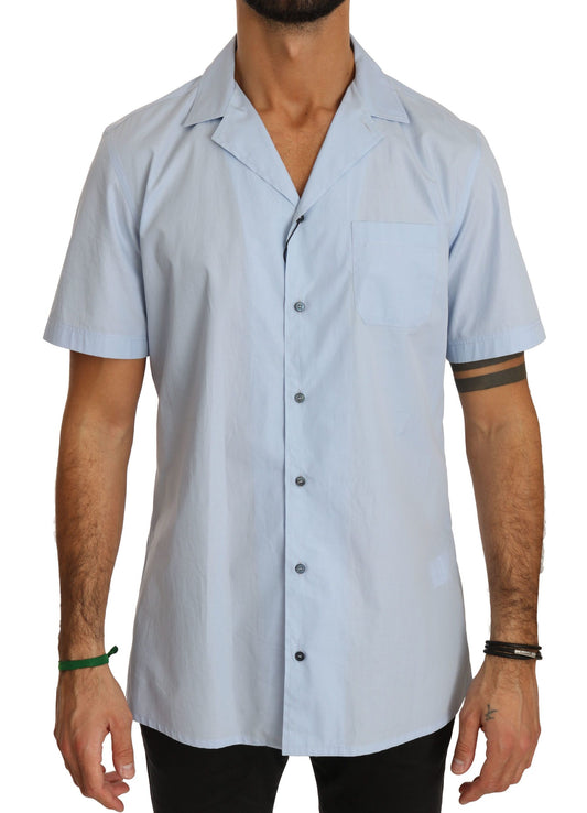 Dolce & Gabbana Blue Short Sleeve 100% Cotton Top Shirt