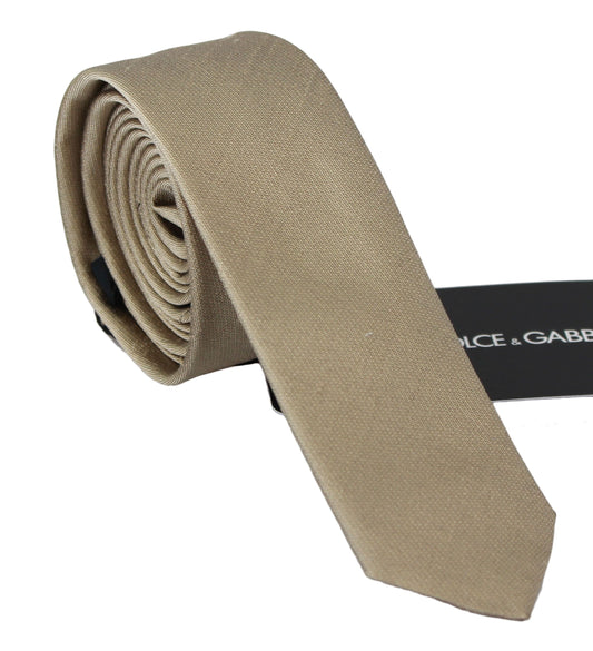 Dolce & Gabbana Solid Light Brown 100% Silk Classic Wide Necktie Tie