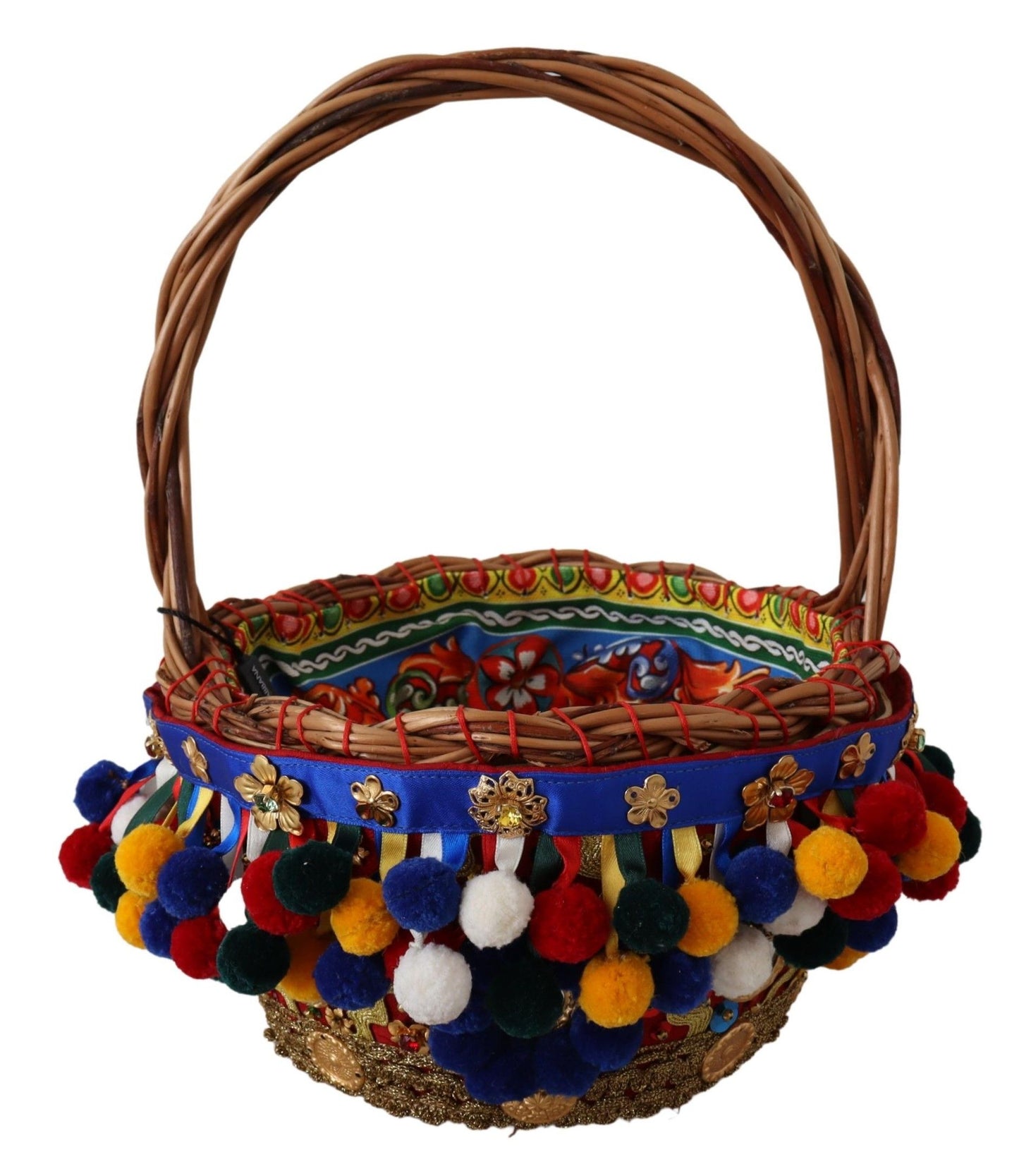 Dolce & Gabbana Multicolor Cotton Embellished Agnese Basket Tote Bag
