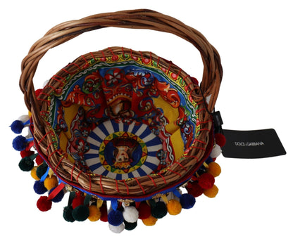 Dolce & Gabbana Multicolor Cotton Embellished Agnese Basket Tote Bag