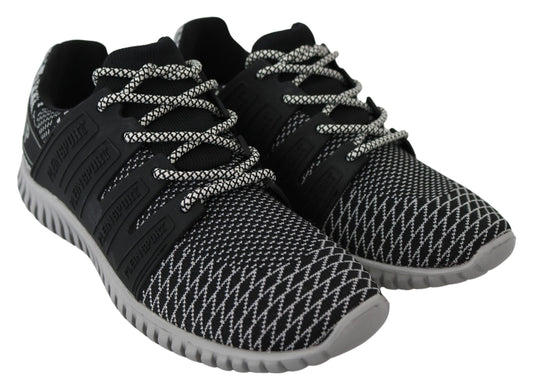 Plein Sport Black Polyester Runner Mason Sneakers Shoes