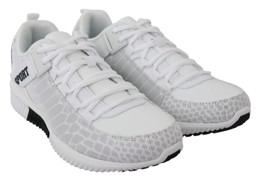 Plein Sport White Polyester Adrian Sneakers Shoes