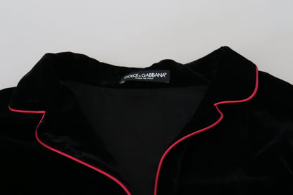Dolce & Gabbana Black Button Belted Blazer Viscose Jacket