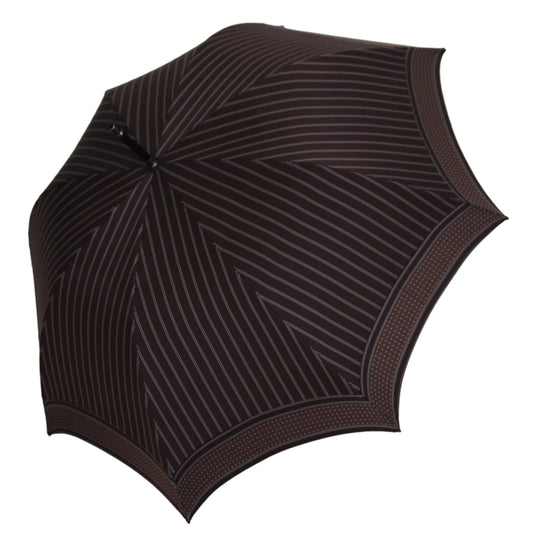 Dolce & Gabbana Brown Striped Leather Handle Collapsible Sartoria Umbrella