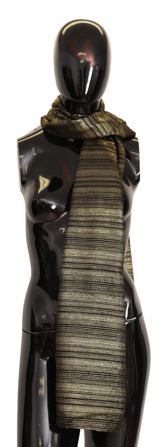 Dolce & Gabbana Metallic Gold Silk Stretch Shawl Wrap Scarf