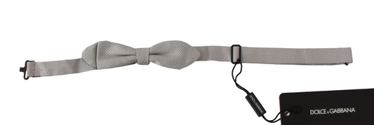 Dolce & Gabbana Gray 100% Silk Faille Adjustable Neck Bow Tie Papillon