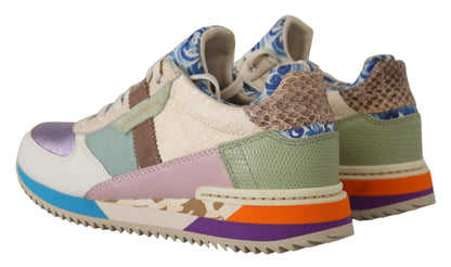 Dolce & Gabbana Multicolor Patchwork Lace Up Sneakers Shoes
