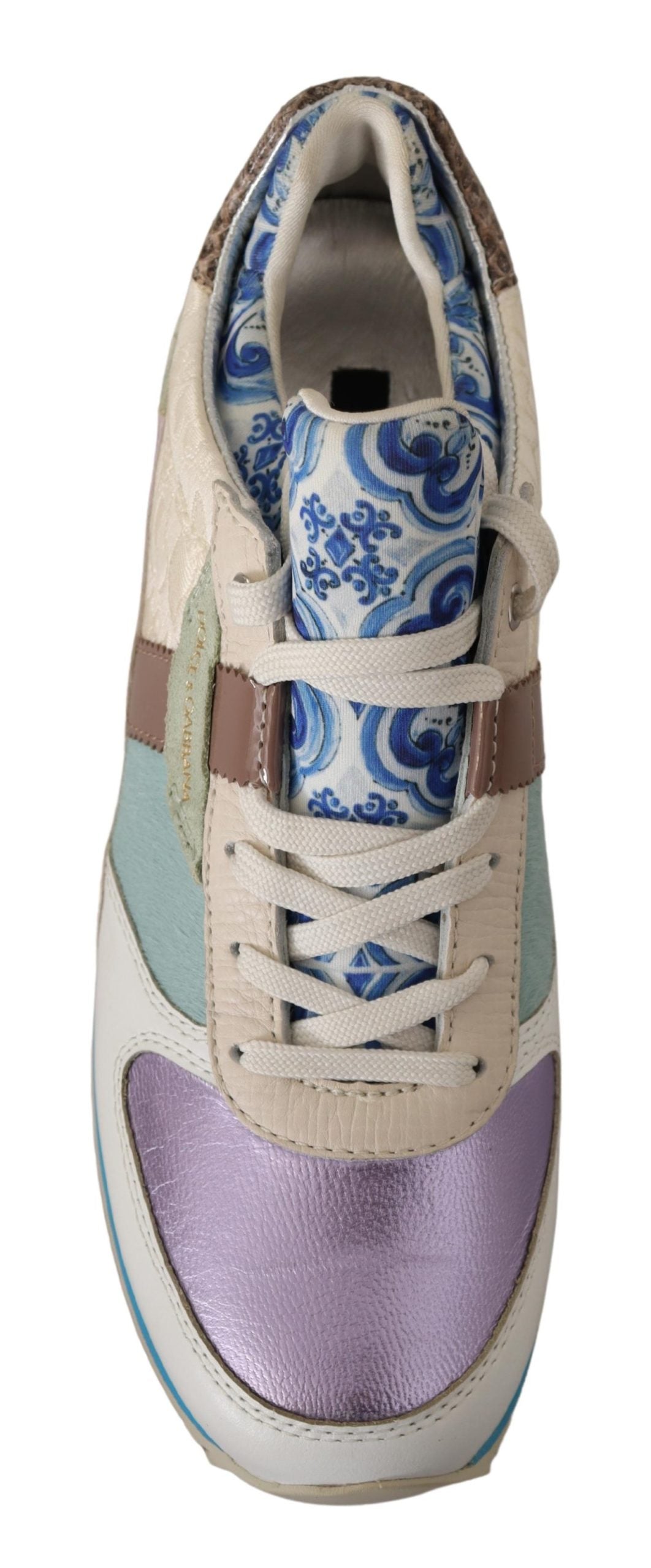 Dolce & Gabbana Multicolor Patchwork Lace Up Sneakers Shoes