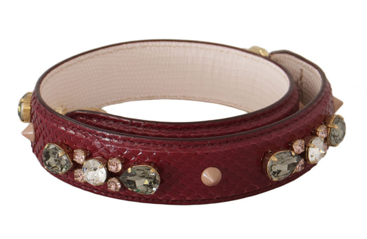 Dolce & Gabbana Bordeaux Leather Crystals Bag Shoulder Strap