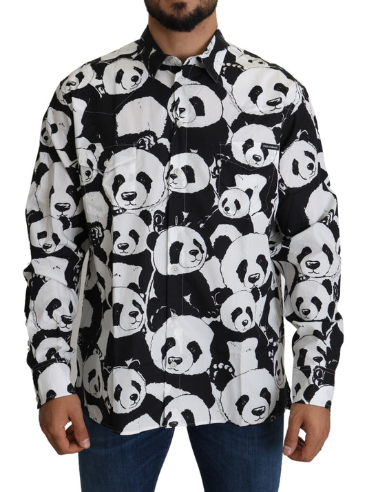Dolce & Gabbana Black Panda Mens Casual 100% Cotton Shirt