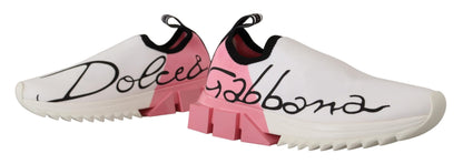 Dolce & Gabbana Pink White Logo Womens Sorrento Sneakers