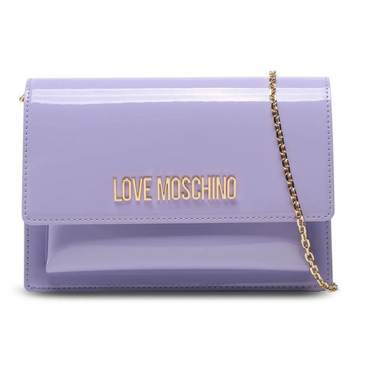 Love Moschino Varnished Faux Leather Shoulder Bag in Purple