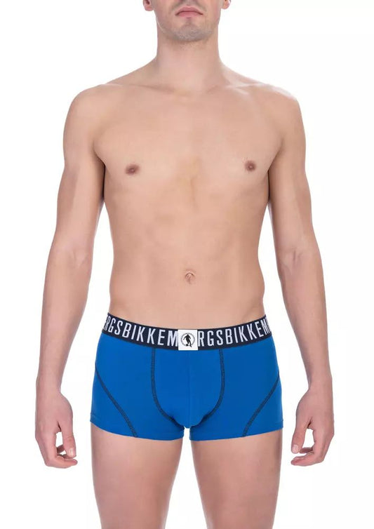 Bikkembergs Sleek Blue Elastic Trunks for Men - Bi-pack