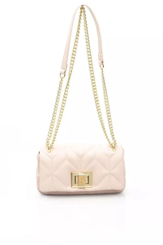 Baldinini Trend Elegant Pink Leather Shoulder Bag with Golden Accents