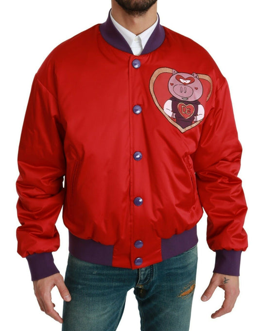 Dolce & Gabbana Red YEAR OF THE PIG Bomber Jacket