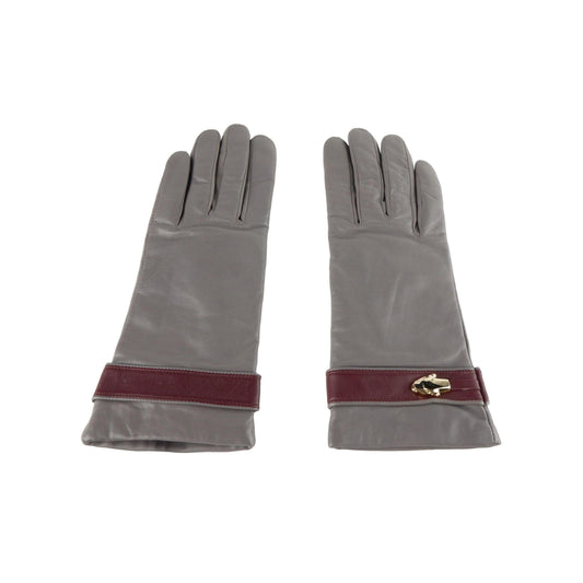 Cavalli Class Gray Leather Di Lambskin Glove - Kechiq Concept Boutique