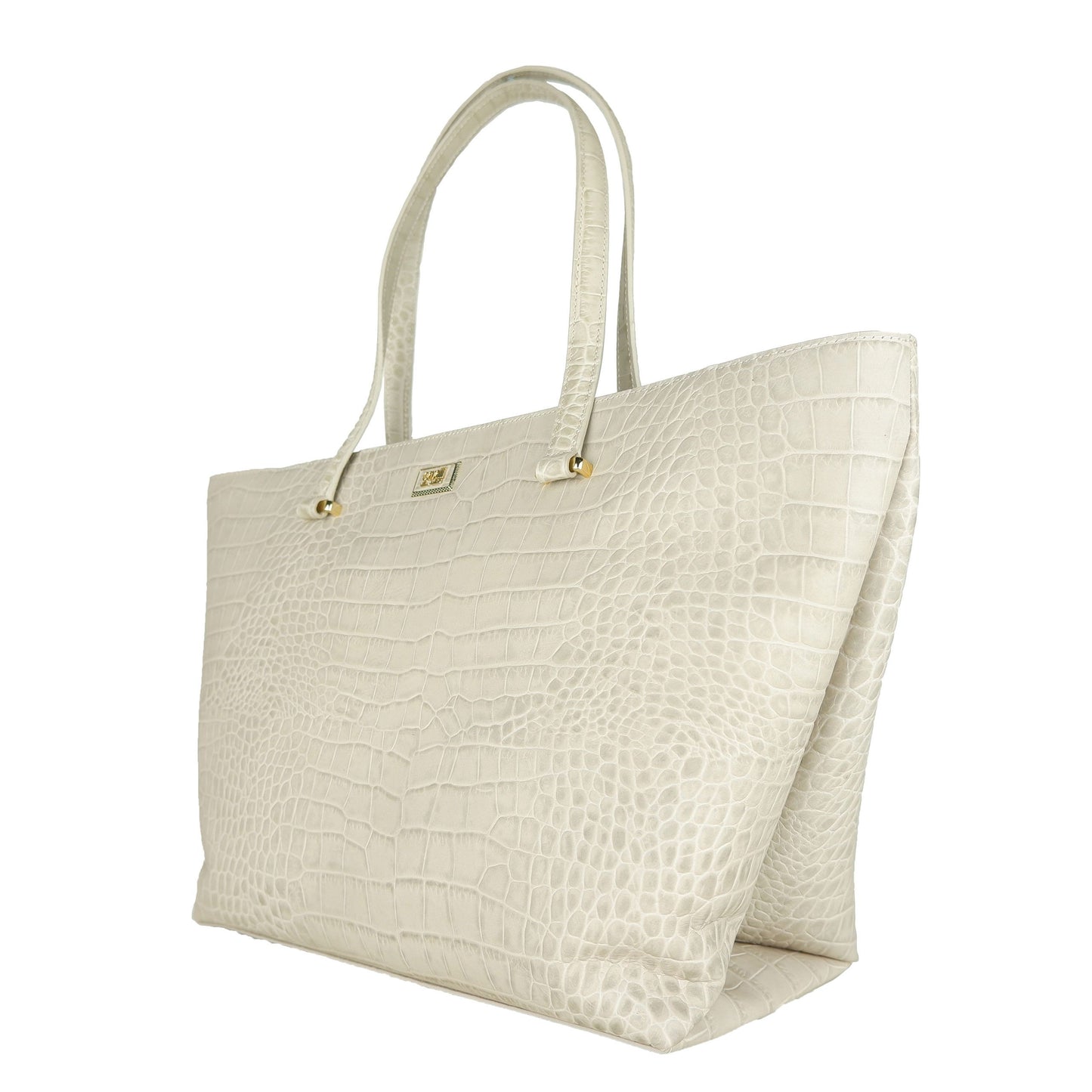 Cavalli Class White Leather Di Calfskin Handbag